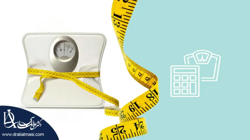 تصویر ترازو و متر در کنار ماشین حساب برای محاسیه هزینه عمل لاغری