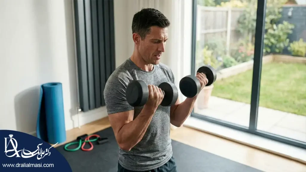 تصویر مردی در حال ورزش برای هدف افزایش وزن